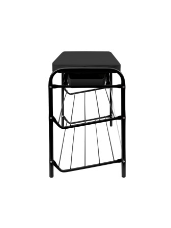 Этажерка для обуви с широким мягким сиденьем-ящиком из экокожи ЭТП3-1/Ч черная