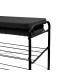 Этажерка для обуви с широким мягким сиденьем-ящиком из экокожи ЭТП3-1/Ч черная