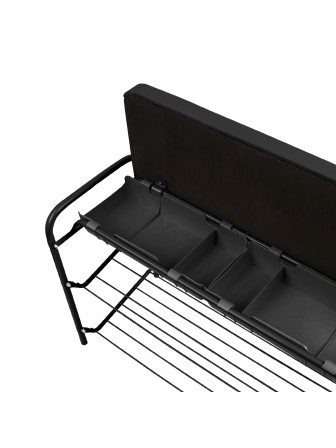 Этажерка для обуви с широким мягким сиденьем-ящиком из экокожи ЭТП3-1/Ч черная