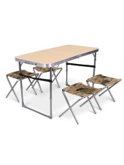 Комплект складной походной мебели Ника ССТ-К2/10 стол+4 стула, кофе с молоком/камуфляж коричневый