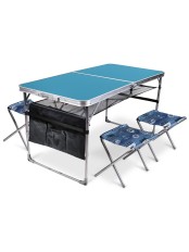 Комплект складной походной мебели Ника ССТ-К3/4 стол+4 стула, голубой джинс