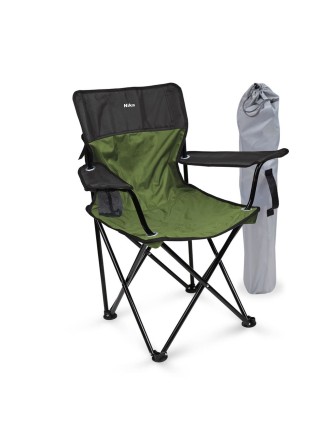 Стул складной с подлокотниками туристический Ника Премиум 6 ПСП6/ЧХ, черный/хаки