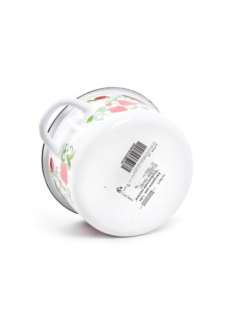 Кастрюля эмалированная 1,5 л, Стальэмаль 1с15с/1, Клубничная поляна, белоснежный