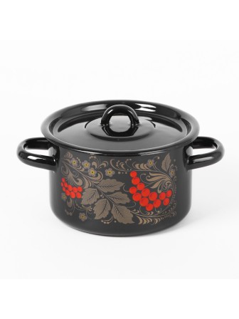 Кастрюля эмалированная 1,5 л, Стальэмаль 1с15с/1, Рябина, черный