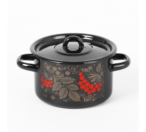 Кастрюля эмалированная 1,5 л, Стальэмаль 1с15с/1, Рябина, черный