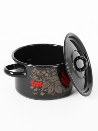 Кастрюля эмалированная 1,5 л, Стальэмаль 1с15с/1, Рябина, черный