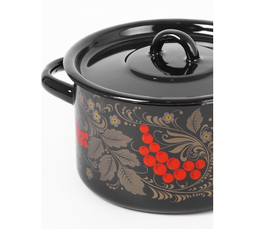 Кастрюля эмалированная 1,5 л, Стальэмаль 1с15с/1, Рябина, черный