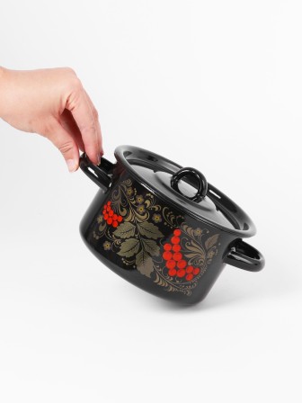 Кастрюля эмалированная 1,5 л, Стальэмаль 1с15с/1, Рябина, черный