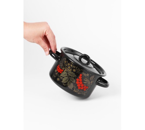 Кастрюля эмалированная 1,5 л, Стальэмаль 1с15с/1, Рябина, черный