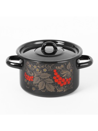 Кастрюля эмалированная 1,5 л, Стальэмаль 1с15с/1, Рябина, черный