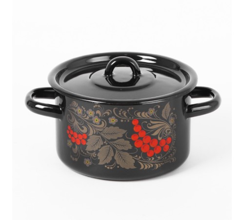 Кастрюля эмалированная 1,5 л, Стальэмаль 1с15с/1, Рябина, черный