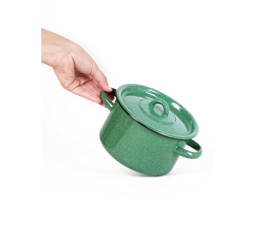 Кастрюля эмалированная 1,5 л, Стальэмаль 2с15/1, без рисунка, изумрудный, с зерном