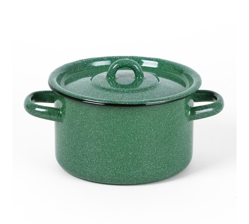 Кастрюля эмалированная 1,5 л, Стальэмаль 2с15/1, без рисунка, изумрудный, с зерном