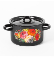 Кастрюля эмалированная 2,9 л, Стальэмаль 1с16с/1, Жостово, черный