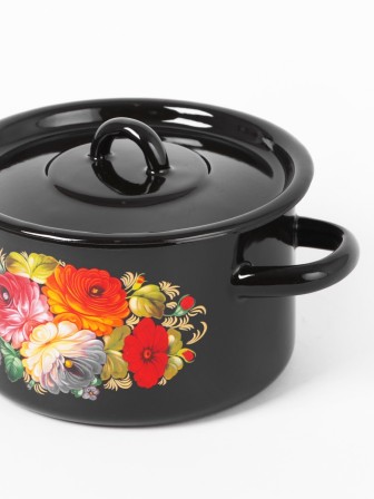 Кастрюля эмалированная 2,9 л, Стальэмаль 1с16с/1, Жостово, черный