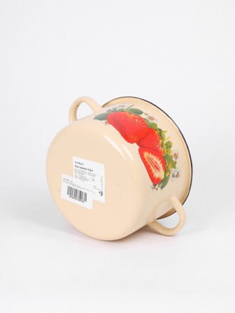 Кастрюля эмалированная 2,9 л, Стальэмаль 1с16с/1, Клубника садовая, кремовый