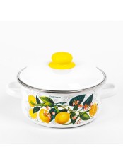 Кастрюля эмалированная 2 л, Стальэмаль 1RВ181M, Лимоны в цвету, белоснежный