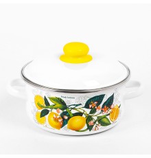 Кастрюля эмалированная 2 л, Стальэмаль 1RВ181M, Лимоны в цвету, белоснежный