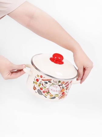 Кастрюля эмалированная 3 л, Стальэмаль 1RD181M, Моя кухня, слоновая кость