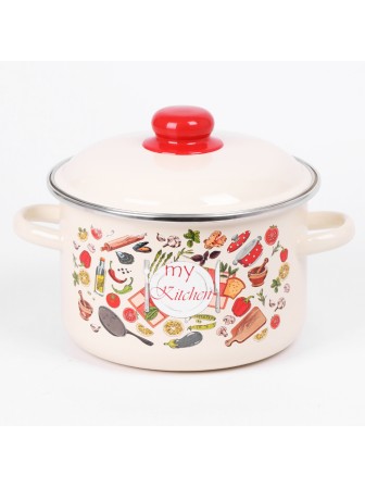 Кастрюля эмалированная 3 л, Стальэмаль 1RD181M, Моя кухня, слоновая кость