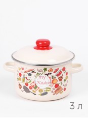 Кастрюля эмалированная 3 л, Стальэмаль 1RD181M, Моя кухня, слоновая кость