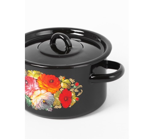 Кастрюля эмалированная 4,5 л, Стальэмаль 1с17с, Жостово, черный