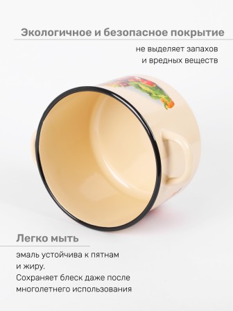 Кастрюля эмалированная 4,5 л, Стальэмаль 1с17с, Сентябрь, кремовый