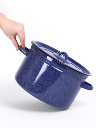 Кастрюля эмалированная 7 л, Стальэмаль 2с18, без рисунка, синий, с зерном