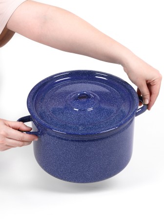 Кастрюля эмалированная 7 л, Стальэмаль 2с18, без рисунка, синий, с зерном