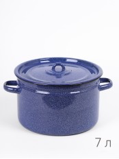 Кастрюля эмалированная 7 л, Стальэмаль 2с18, без рисунка, синий, с зерном