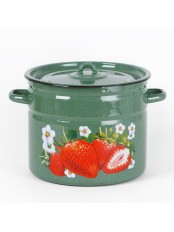 Кастрюля эмалированная 9 л, Стальэмаль 1с200с, Клубника садовая, изумрудный, с зерном