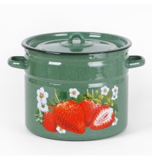 Кастрюля эмалированная 9 л, Стальэмаль 1с200с, Клубника садовая, изумрудный, с зерном
