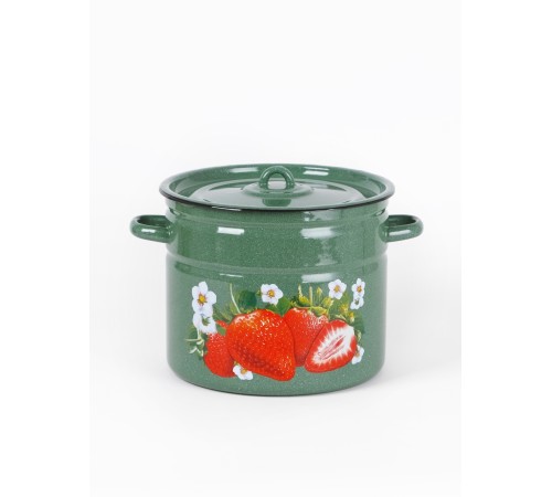 Кастрюля эмалированная 9 л, Стальэмаль 1с200с, Клубника садовая, изумрудный, с зерном