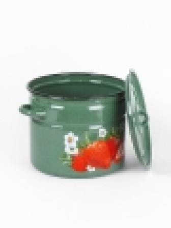 Кастрюля эмалированная 9 л, Стальэмаль 1с200с, Клубника садовая, изумрудный, с зерном