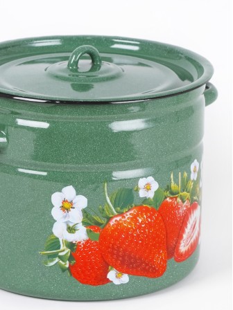 Кастрюля эмалированная 9 л, Стальэмаль 1с200с, Клубника садовая, изумрудный, с зерном
