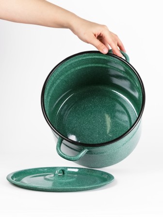 Кастрюля эмалированная 9 л, Стальэмаль 2с200, без рисунка, изумрудный, с зерном