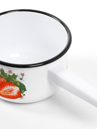 Ковш кухонный эмалированный  1,5 л, Стальэмаль 1с42с, Клубника садовая белоснежный