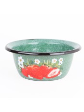 Миска эмалированная 0,8 л, Стальэмаль 1с5с, Клубника садовая, изумрудный