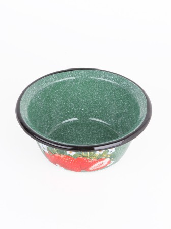 Миска эмалированная 0,8 л, Стальэмаль 1с5с, Клубника садовая, изумрудный