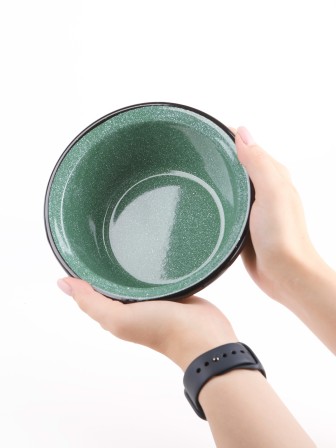 Миска эмалированная 0,8 л, Стальэмаль 1с5с, Клубника садовая, изумрудный