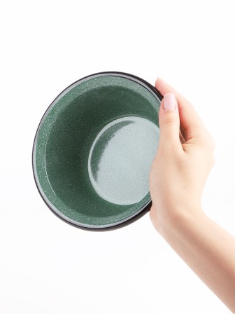 Миска эмалированная 0,8 л, Стальэмаль 1с5с, Клубника садовая, изумрудный