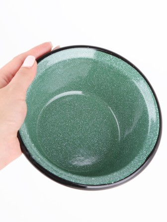 Миска эмалированная 0,8 л, Стальэмаль 1с5с, Клубника садовая, изумрудный