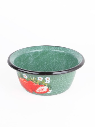 Миска эмалированная 0,8 л, Стальэмаль 1с5с, Клубника садовая, изумрудный