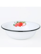 Миска эмалированная 2 л, Стальэмаль 1с32с, Клубника садовая, белоснежный