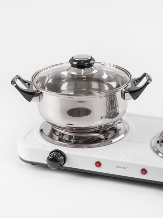 Плитка электрическая CENTEK CT-1509 белая, 2 конфорки 2 кВт, ТЭН