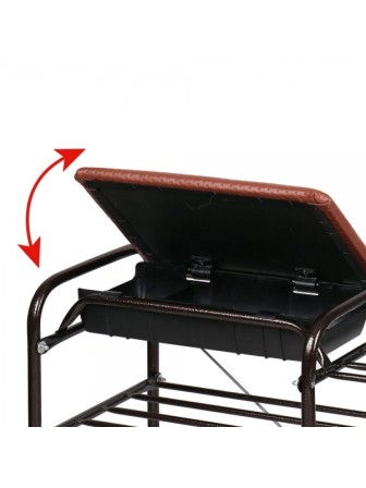 Этажерка для обуви Ника ЭТЛ5/2 Люкс 3-х ярусная (каркас - чёрный, цвет сиденья - слоновая кость)