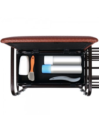 Этажерка для обуви Ника ЭТЛ5/2 Люкс 3-х ярусная (каркас - чёрный, цвет сиденья - слоновая кость)