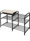 Этажерка для обуви Ника ЭТЛ5/2 Люкс 3-х ярусная (каркас - чёрный, цвет сиденья - слоновая кость)