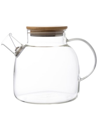 Чайник заварочный MALLONY Foresta di bambu, объем 1,5 л, из боросиликатного стекла с крышкой из бам.