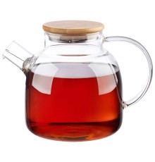 Чайник заварочный MALLONY Foresta di bambu, объем 1,5 л, из боросиликатного стекла с крышкой из бам.